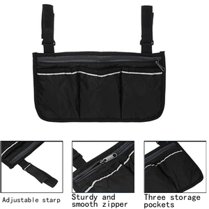 Sac latéral de chaise de plage pour fauteuil roulant en gros, avec bande réfléchissante, fixation murale, en tissu non tissé, double niveau, rangement amovible - Product Image 6