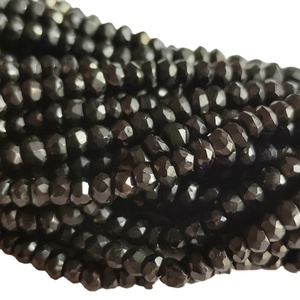 Cuentas para la fabricación de joyas, espinela negra de alta calidad, piedra Natural facetada, Rondelle, Micro cuentas, calidad, precio al por mayor por quilate - Product Image 1