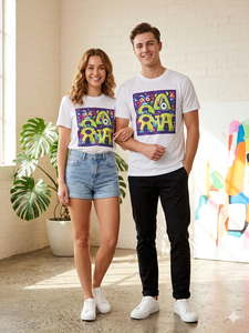 Camiseta de manga corta y cuello redondo en color crema y blanco con estampado por sublimación en la parte delantera (27) - Product Image 6