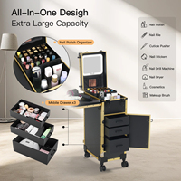OBOX OEM/ODM Meilleure vente Table de manucure professionnelle portable avec grand rangement, lampe LED intégrée et espace pour vernis à ongles pour salon