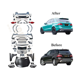 Kit de parachoques de coche UKISS para <span class=keywords><strong>Benz</strong></span> ML 12-15 actualización a <span class=keywords><strong>2023</strong></span> GLE63 <span class=keywords><strong>AMG</strong></span> estilo incluye nuevo capó faro luz trasera guardabarros rejilla - Product Image 1