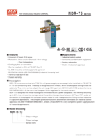 Alimentation industrielle sur rail DIN MEAN WELL NDR-75-12 NDR-75-24 NDR-75-48 75W AC-DC 12V 24V 48V à sortie unique CE/CB/UKCA Garantie 3 ans