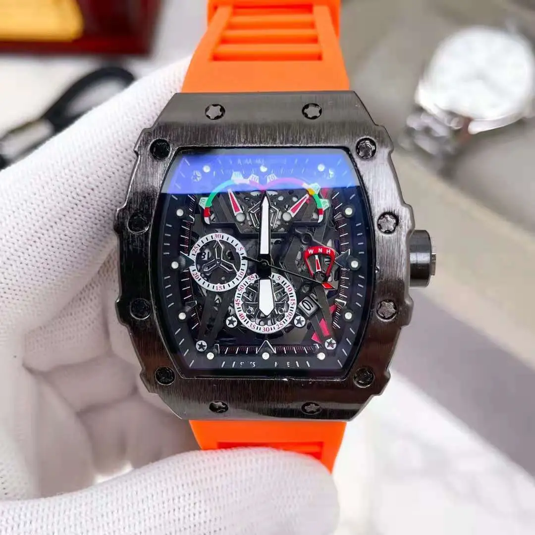 Groothandel Custom Logo Full-Featured Nieuwe Heren Horloge Richard Luxe Horloge Mannelijke Klok Heren Quartz Automatische Datum Horloge
