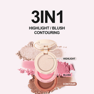 Palette Trucco Viso 3 in 1 Multifunzionale: Illuminante, Blush e Contouring in Polvere Compatta per il Make-<span class=keywords><strong>up</strong></span> Quotidiano - Product Image 1