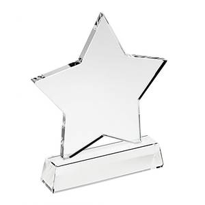 Trofeo Estrella de Cristal de 160 mm de Alto con Base, Medalla de Cristal Impresa con UV y Material de Papel Metálico para Regalos de Ferias Comerciales y Obsequios de Bienvenida - Product Image 1