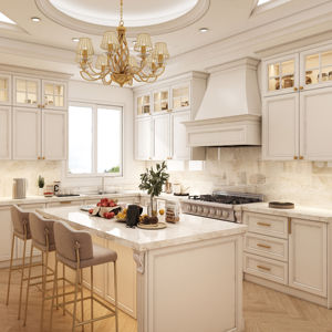 Gabinetes de Cocina de Lujo Estilo Europeo, Muebles Completos para el Hogar Personalizados, Gabinetes Empotrados en Forma de U con Fregadero - Product Image 1