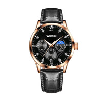 Commerce transfrontalier Nouvelle montre-bracelet de style Wokai pour homme, mouvement à quartz, bracelet en cuir