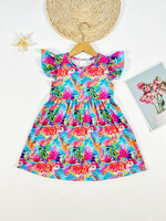Robes de Boutique pour Bébés Filles en Soie de Lait, Prix Bas, Prêtes à Expédier, Taille Personnalisée ODM, Respirantes, Manches Courtes, Robe d'Été pour Tout-Petits