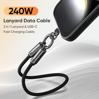 Kabel Lanyard Nylon Type-C ke Type-C 0.3m/1.2m 240W dengan Pengisian Cepat PD untuk Ponsel & Penggunaan Saat Bepergian