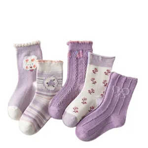 Calcetines escolares de diseño personalizado de alta calidad para niños, calcetines bonitos de dibujos animados para Niños, calcetines coloridos de algodón para niñas