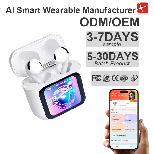 2026 New Smart Screen TWS Earbuds Digital Display AI Translation IPX5 Waterproof BT 5.3 Stereo Surround Sound Sports Type-C Long
