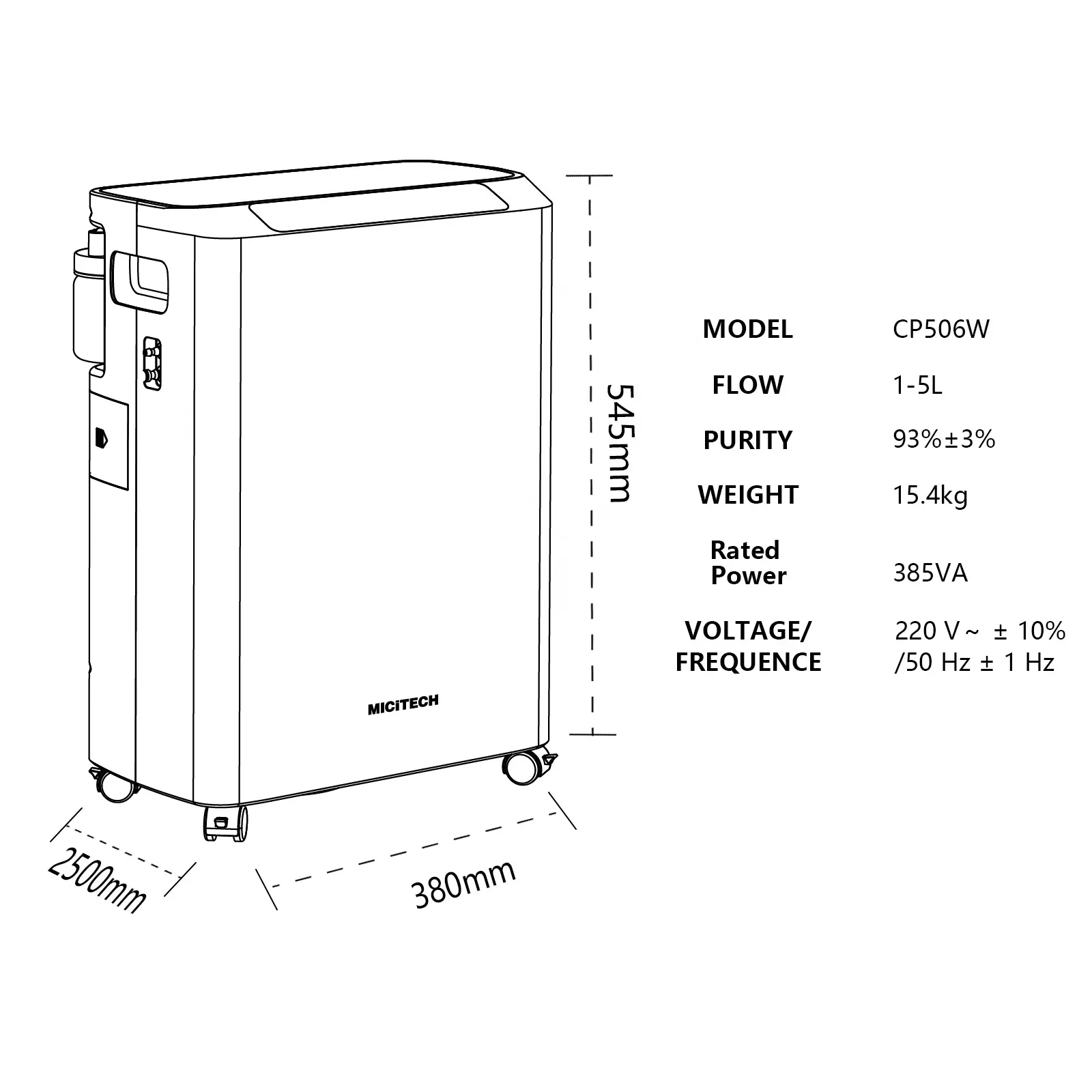 Micitech áp lực cao oxy cửa hàng Máy phát điện máy y tế hyperbaric oxy buồng 5L oxygene tập trung