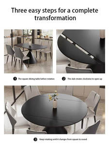 طاولة دائرية جديدة لعام <span class=keywords><strong>2025</strong></span> بتصميم عصري بسيط وفاخر للاستخدام المنزلي، قابلة للدوران والتمدد - Product Image 4