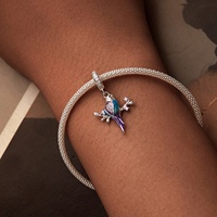 Youchuang Vente en gros Breloques en émail 3D en forme d'oiseau, pendentifs mignons, colliers animaux de luxe, breloques en argent sterling 925 pour la fabrication de bijoux