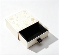 Boîte cadeau de luxe avec tiroir, boîte d'emballage pour bijoux en papier texturé floral avec dorure à chaud et doublure en mousse noire pour petits cadeaux