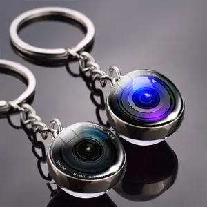 New Fashion Lenses Keychain Camera Lens Double Side Glass Ball Keychain Pendant Keyring