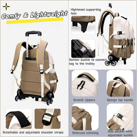 Sac à dos de voyage scolaire unisexe tendance, sac à dos pour ordinateur portable imperméable, sac à dos à roulettes pour les personnes qui voyagent quotidiennement avec 2 roues