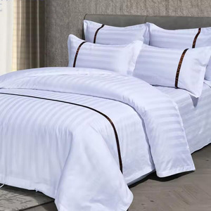 Juego de Sábanas de Algodón Blancas, Tamaño Queen y King, 200 Hilos, Venta al <span class=keywords><strong>por</strong></span> <span class=keywords><strong>Mayor</strong></span> para Hoteles, Tamaño Personalizado - Product Image 1