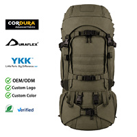 Sac à dos tactique personnalisé 75L, sac à dos de trekking, cadre en fibre de carbone, découpe laser MOLLE pour l'entraînement, la chasse, le camping, la randonnée, l'expédition