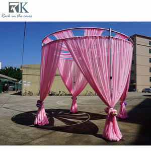 Support de toile de fond de mariage en cercle double pour la vente en gros, avec voile en mousseline pour la décoration de fêtes de mariage - Product Image 2