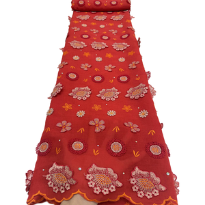 NI.AI - Tela de Encaje Suizo Africano, Nueva Llegada, para Vestido de Fiesta Nigeriano <span class=keywords><strong>Aso</strong></span> Ebi, Bordado Floral con Apliques y Pedrería - Product Image 3
