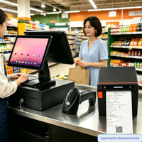 Ordinateur POS à écran tactile de 15,6 pouces, système POS d'usine, caisse enregistreuse avec imprimante, scanner, tiroir-caisse pour les magasins de détail