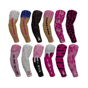 Pure vente en gros personnalisé ruban rose bras manches sensibilisation au <span class=keywords><strong>cancer</strong></span> du sein bras couverture séchage rapide protection Uv refroidissement femmes bras manchon - Product Image 2