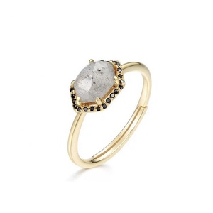 Handmade Quartz Vintage Female Wedding <strong>Rings</strong> Silver 925 Women Diamond Hexagon Natural <strong>Labradorite</strong> <strong>Ring</strong> - Product Image 2