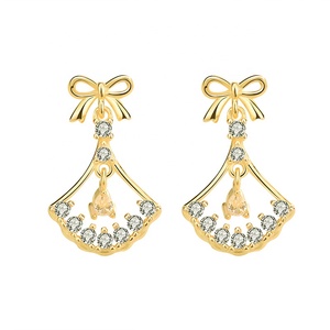 Boucles <span class=keywords><strong>d</strong></span>'<span class=keywords><strong>oreille</strong></span> EL24 en argent Sterling 925, Design créatif, cristal de luxe anti-<span class=keywords><strong>allergie</strong></span>, boucles à nœud papillon pour filles, bijoux - Product Image 1