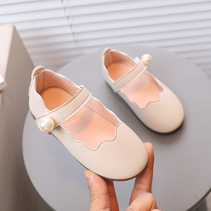 Zapatos Casuales para Niñas de Piel Sintética, Zapatos de Vestir de Princesa de Color Sólido con Suela Suave, Zapatos de Ballet con Perlas para Niñas - Product Image 3