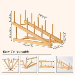 Escurridor de Madera Ecológico que se Convierte en Soporte para Libros o Tazas, Ideal para la Encimera de la <span class=keywords><strong>Cocina</strong></span> y Apartamentos Pequeños - Product Image 6