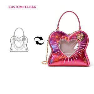 กระเป๋า ItaBag แบบกำหนดเอง หน้าต่างใส ใส่เข็มกลัดรูปหัวใจ กระเป๋าเป้สะพายหลังสีเขียว กระเป๋าถือใสสไตล์ญี่ปุ่น น่ารัก - Product Image 1