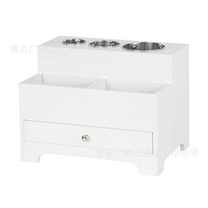 Caja de almacenamiento de madera con cajones, organizador de cosméticos blanco para baño, cocina y dormitorio. - Product Image 2