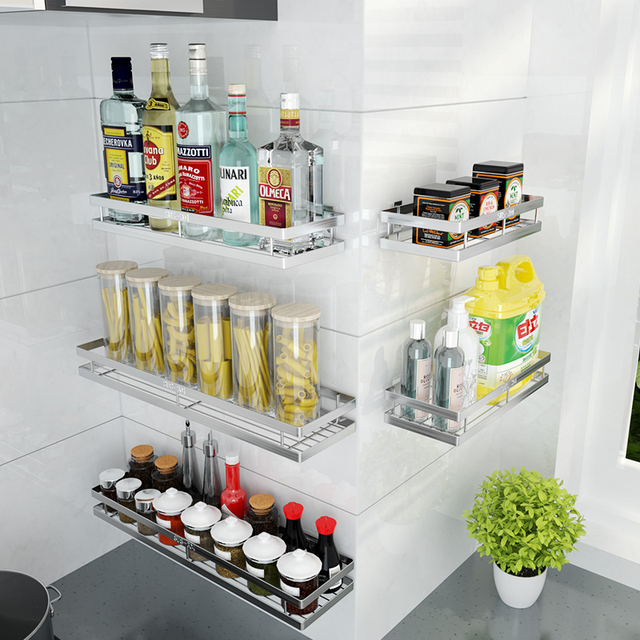 2 Pack Magnetic Spice Rack Shelf Magnetic Refrigerator Organizer with Hooks for Kitchen Spice Jars