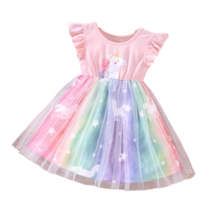 Robes décontractées pour filles d'été à col rond, motif uni, silhouette droite, longueur genou, personnalisables, approvisionnement ODM - Product Image 1