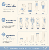 Chaussettes de yoga et de Pilates personnalisées de qualité supérieure, antidérapantes, à volants, couleur beige, respirantes pour femmes