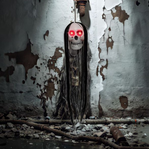 Halloween <b>Light</b> <b>Up</b> Skull Hanging Ornaments Spooky Ghost House Decor Props For Outdoor Scene Decoration - Product Image 1