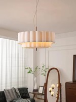 Lampes suspendues en tissu lin pour salon, cuisine, table, chambre à coucher, salle à manger, décorations intérieures, lustre LED pour plafond