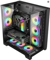 Boîtier d'ordinateur ATX M-ATX de taille moyenne, très vendu, avec double panneau en verre, châssis de jeu, prend en charge le refroidissement par eau de 360 mm, carte graphique de 430 mm