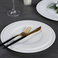 Service de vaisselle contemporain en porcelaine blanche, 100 pièces, écologique et durable, assiettes et plats