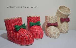 Chaussure de Noël en osier de rotin de couleur blanche pour l'artisanat d'usine de décoration de Noël du Vietnam - Product Image 5