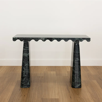 Meubles KUMUSI, table console en marbre vert Alpi naturel Wabi-Sabi pour salon, couleur personnalisée