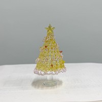 Figurine d'arbre de Noël en verre artisanal, artisanat d'arbre en verre spiralé coloré