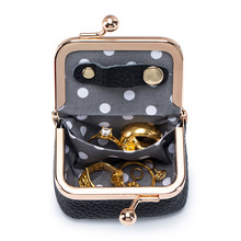 Nouvelle Mini boîte à bijoux en cuir collier exquis et sac à bagues Kiss Lock sac à monnaie carré pour femmes - Product Image 4