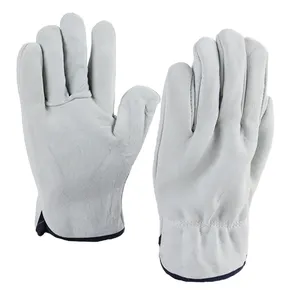 All'ingrosso pelle di pecora bianca resistente per saldatura in pelle di sicurezza termico da lavoro in vacchetta guanti per gli uomini con CE
