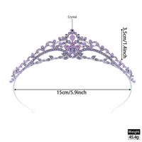 Diadème Couronne Princesse Lavande Violette en Strass Argenté pour Filles et Femmes – Idéal Mariage, Bal de Promo, Première Communion, Concours de Beauté, Bandeau