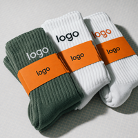 Chaussettes côtelées personnalisées avec logo, unisexe, mélange de coton, décontractées, pour le sport, emballage en bande de papier, vente en gros, chaussettes avec logo OEM