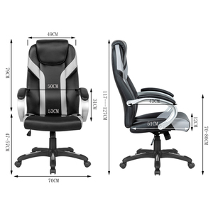 Vente en gros Chaise <span class=keywords><strong>PC</strong></span> en cuir Chaise d'ordinateur argentée et noire Chaise de jeu bon marché pour Silla <span class=keywords><strong>Gamer</strong></span> - Product Image 3