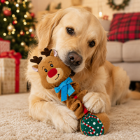 Choix du vendeur en ligne : Jouet en peluche pour chien de Noël avec couineur pour fournitures festives pour animaux de compagnie et jeux à la maison