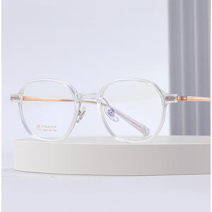 Kính mắt đọc sách gọng kính quang học toàn viền vuông tròn mạ IP titan cao cấp <span class=keywords><strong>2026</strong></span> dành cho nữ 7101 màu xanh dương - Product Image 3